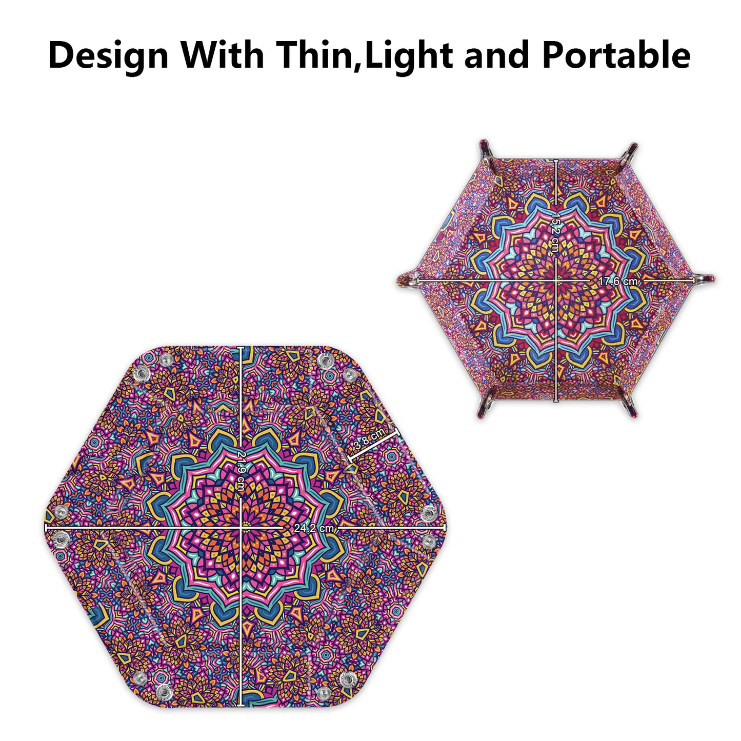 7-inch PU Leather Sundries Organizer Tray Hexagon Home Desktop Storage Tray