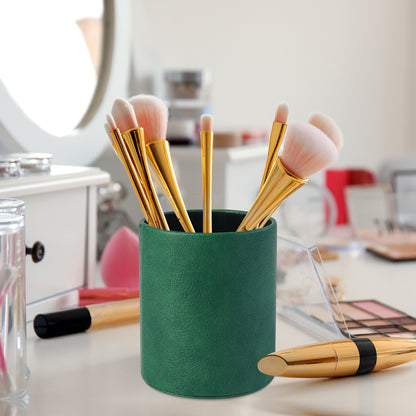 PU Leather + PVC Pen Holder Pencil Cup Makeup Brush Pen  Organizer School Office Desk Stationery