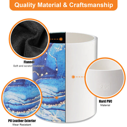 PU Leather + PVC Pen Holder Pencil Cup Makeup Brush Pen  Organizer School Office Desk Stationery