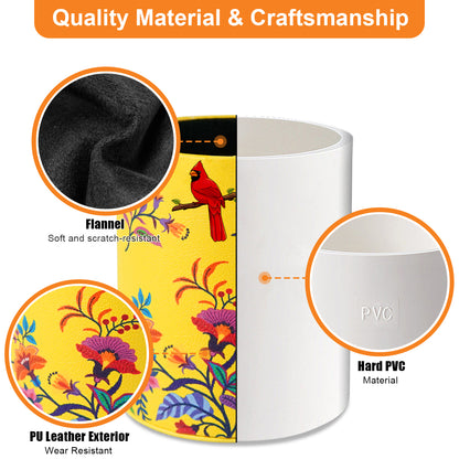 PU Leather + PVC Pen Holder Pencil Cup Makeup Brush Pen  Organizer School Office Desk Stationery