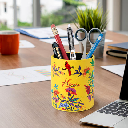 PU Leather + PVC Pen Holder Pencil Cup Makeup Brush Pen  Organizer School Office Desk Stationery