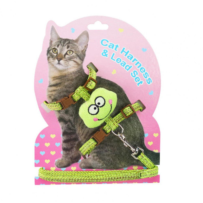 Size M Cartoon Animal Decor Adjustable Dog Cat Walking Lead Leash Nylon Pet Harness Leash