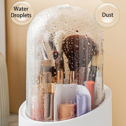 360 Degree Rotating Makeup Brush Holder with Lid Dustproof Clear Makeup Brush Organizer Container