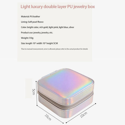 HJY015 Dual Layer PU Leather Jewelry Box Necklaces Earrings Rings Bracelets Travel Jewelry Storage Case