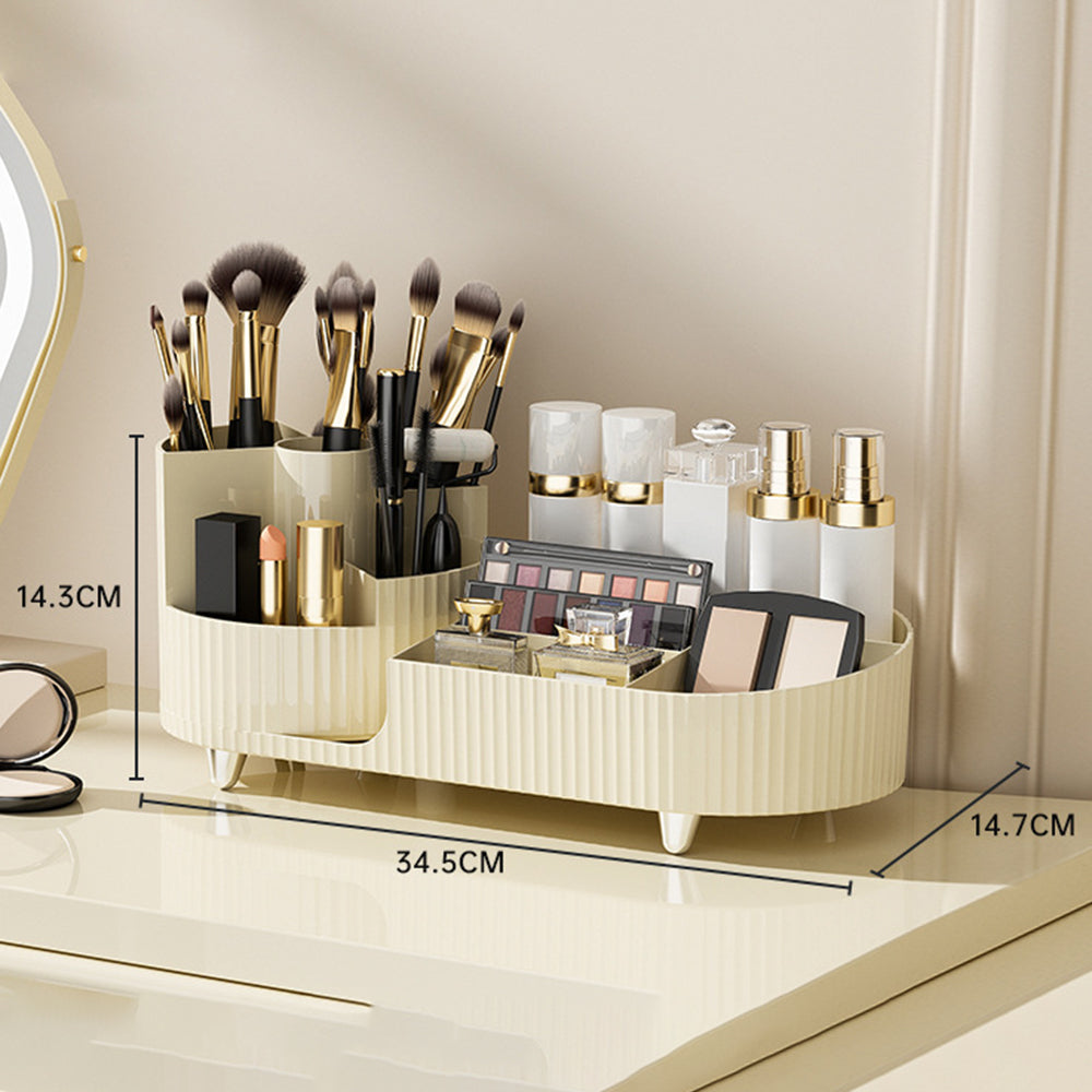 Makeup Organizer Storage Tray ABS+PET Dressing Table Cosmetic Rack Display Case
