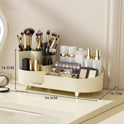 Makeup Organizer Storage Tray ABS+PET Dressing Table Cosmetic Rack Display Case