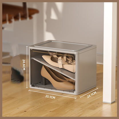 PET+PP Shoe Storage Box Dust-proof Clear Window Foldable Stackable Shoe Organizer for Office Home Car