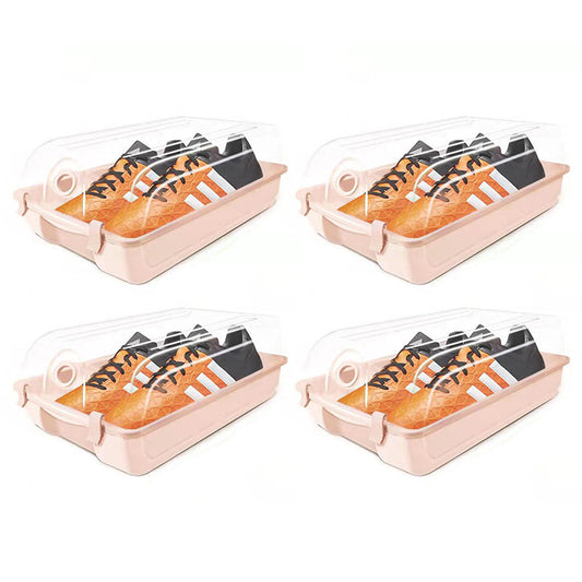 4PCS Thickened Shoe Organizer Clear Design Plastic Storage Box Shoe Rack Holder for Home, Size: L