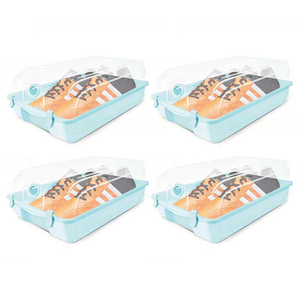 4PCS Thickened Shoe Organizer Clear Design Plastic Storage Box Shoe Rack Holder for Home, Size: L