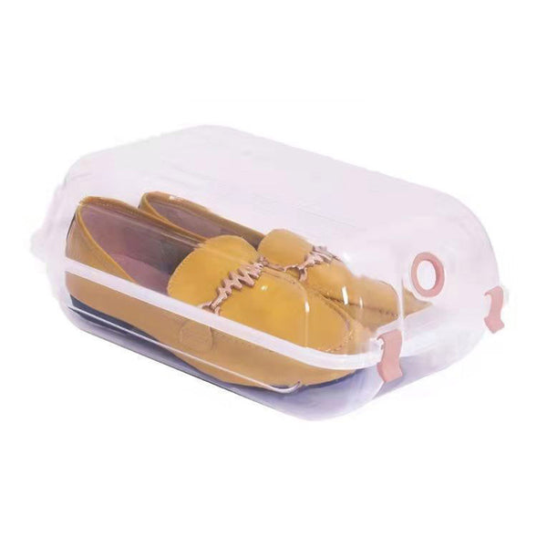 Dustproof Thickened Shoe Storage Box Home Shoe Organizer Transparent Plastic Organization Bin Case, Size: L