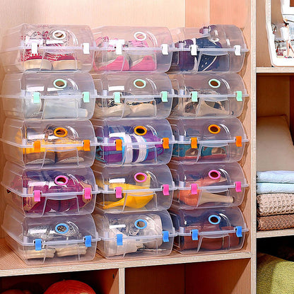 Dustproof Thickened Shoe Storage Box Home Shoe Organizer Transparent Plastic Organization Bin Case, Size: L