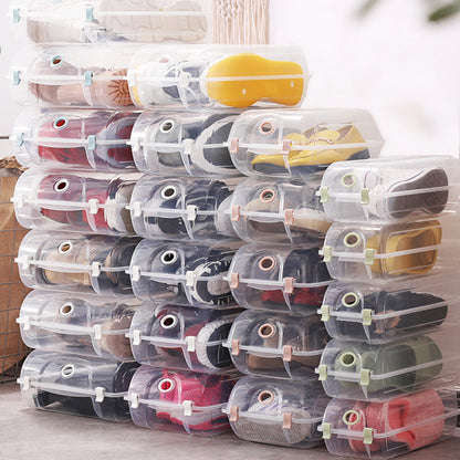 Dustproof Thickened Shoe Storage Box Home Shoe Organizer Transparent Plastic Organization Bin Case, Size: L