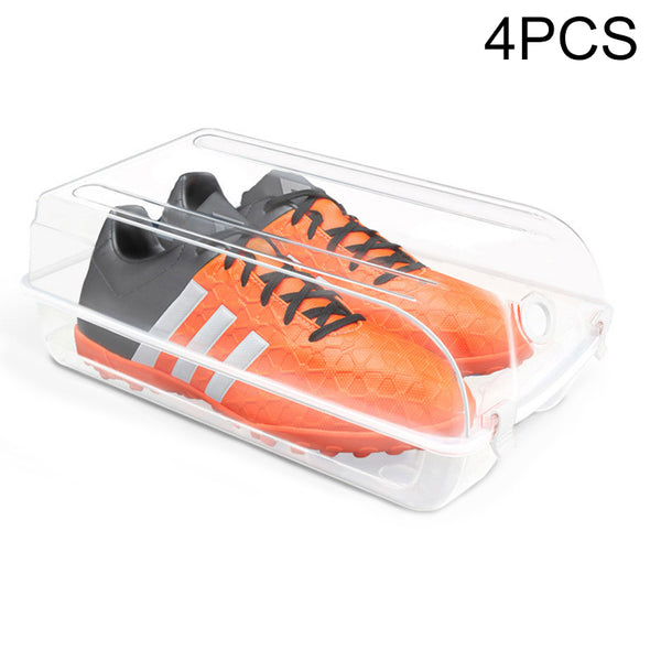 4PCS Transparent Shoe Organizer Box Home Closet Plastic Shoe Storage Case Organizer, Size: M