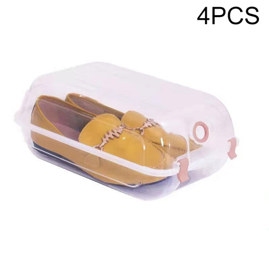 4PCS Transparent Shoe Organizer Box Home Closet Plastic Shoe Storage Case Organizer, Size: M