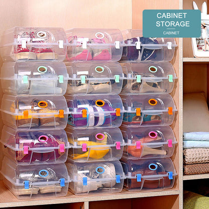 Thickened Shoe Organizer Transparent Plastic Shoe Storage Box for Home Closet Shelf, Size: S