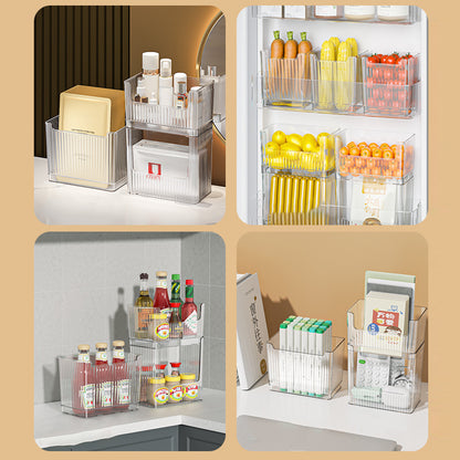 PET Refrigerator Organizer Box Fridge Side Door Storage Container, Double Layer / Size S (No FDA Certificate, BPA Free)