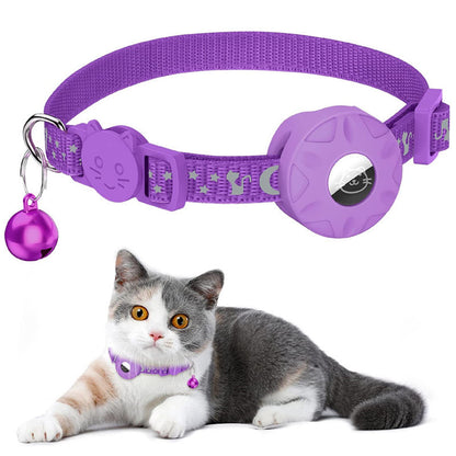 For AirTag Silicone Case Reflective Pet Collar GPS Tracker Protective Cover with Bell