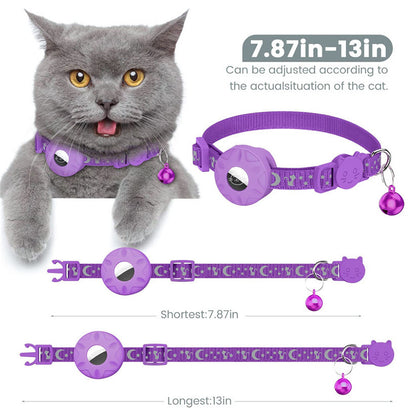 For AirTag Silicone Case Reflective Pet Collar GPS Tracker Protective Cover with Bell