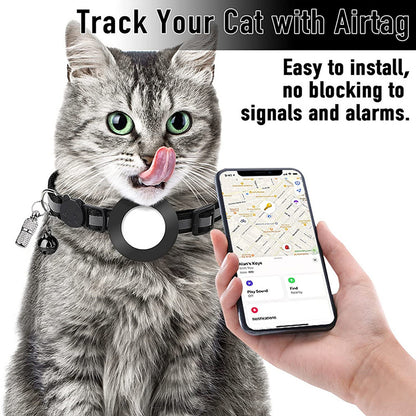 For AirTag Reflective Nylon Pet Collar with GPS Tracker Silicone Case and Anti-loss Pendant