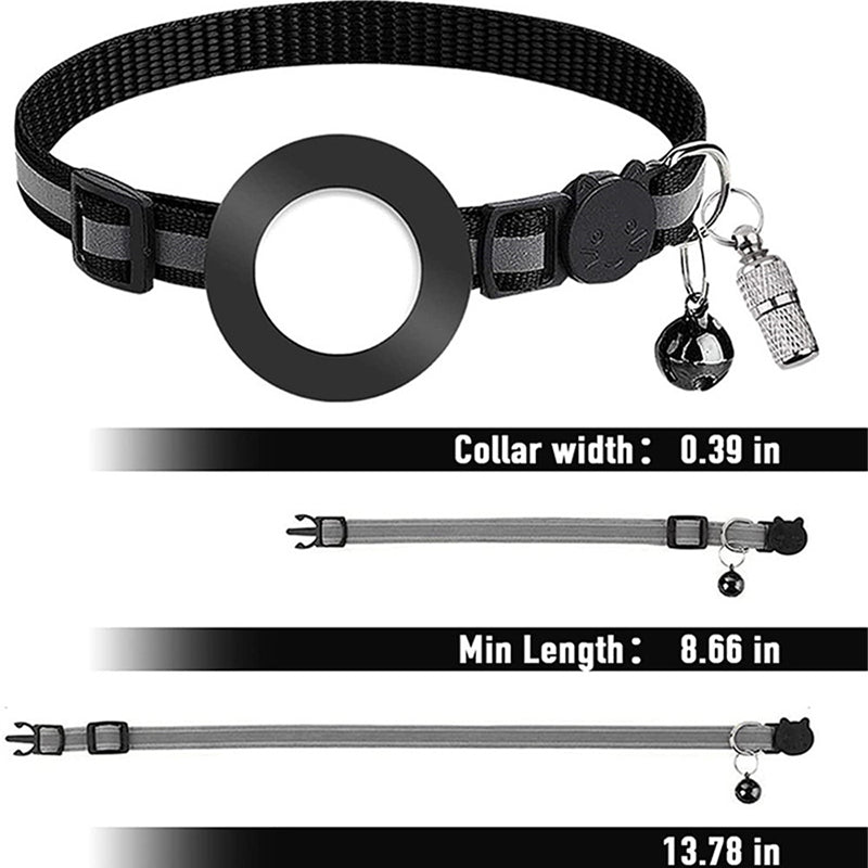For AirTag Reflective Nylon Pet Collar with GPS Tracker Silicone Case and Anti-loss Pendant