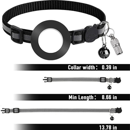 For AirTag Reflective Nylon Pet Collar with GPS Tracker Silicone Case and Anti-loss Pendant