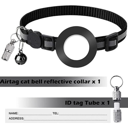 For AirTag Reflective Nylon Pet Collar with GPS Tracker Silicone Case and Anti-loss Pendant