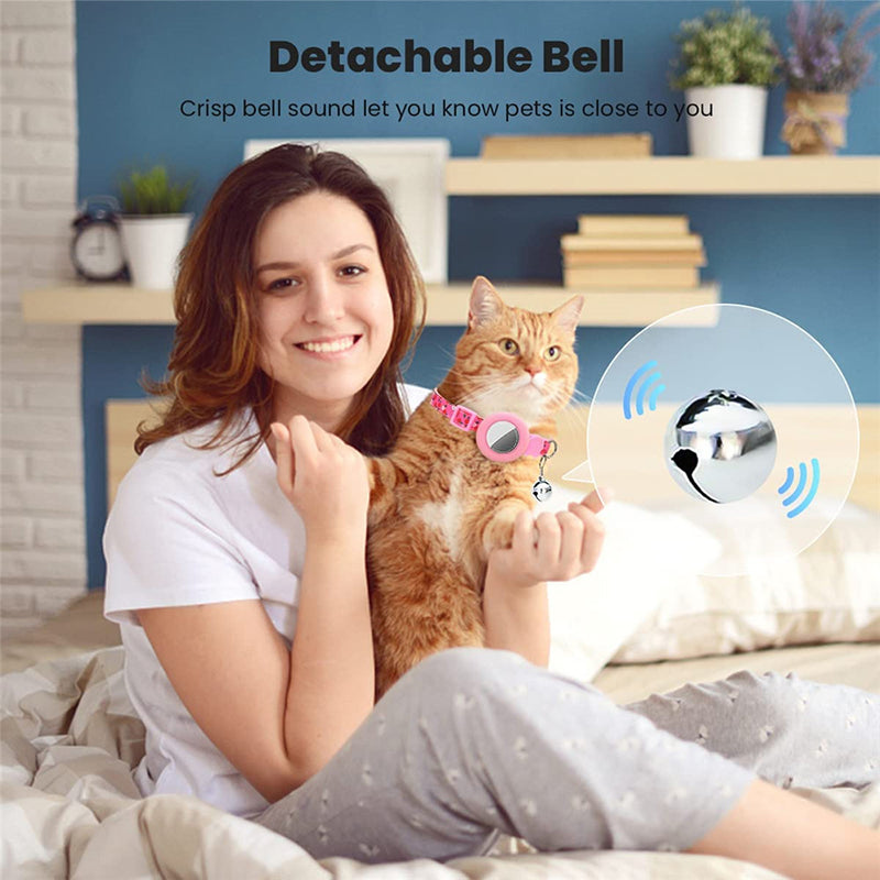 Silicone Case for AirTag Locator Fruit Pattern GPS Tracker Adjustable Pet Collar with Bell