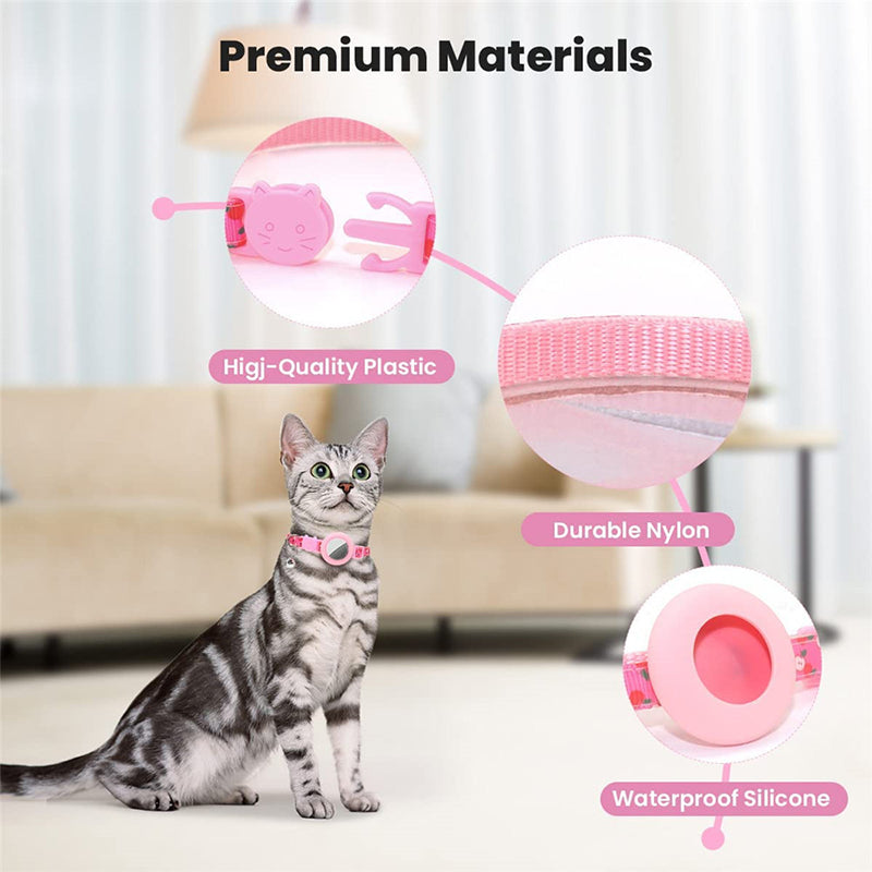 Silicone Case for AirTag Locator Fruit Pattern GPS Tracker Adjustable Pet Collar with Bell