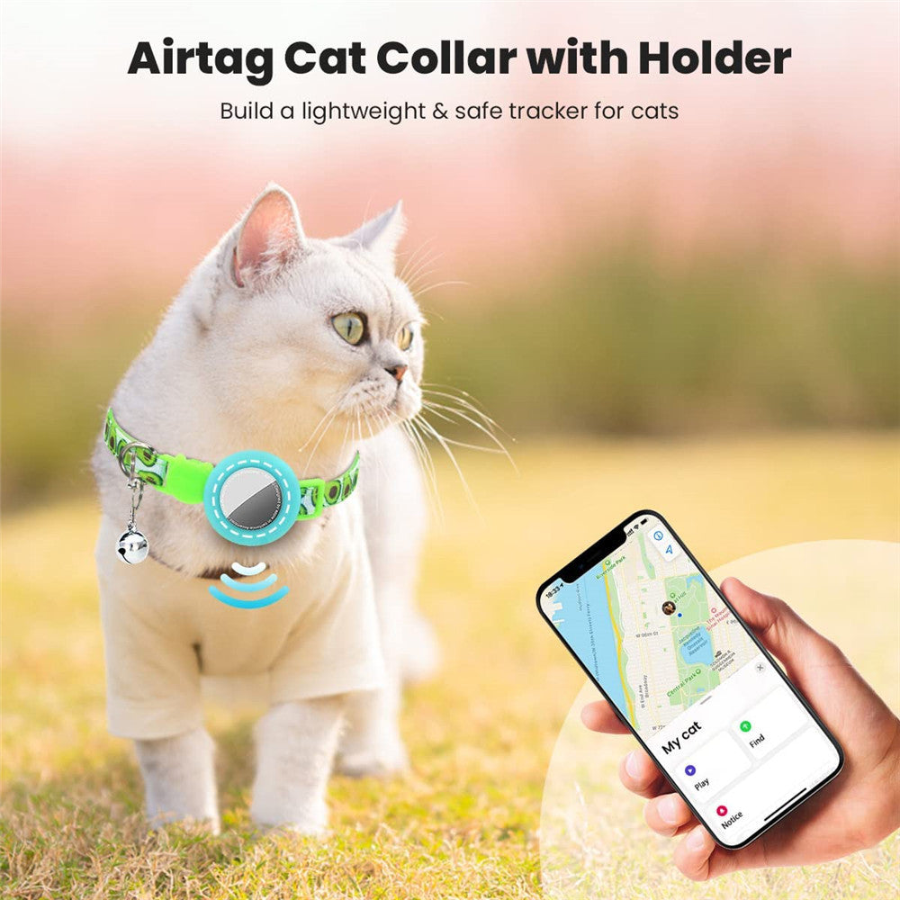 Silicone Case for AirTag Locator Fruit Pattern GPS Tracker Adjustable Pet Collar with Bell