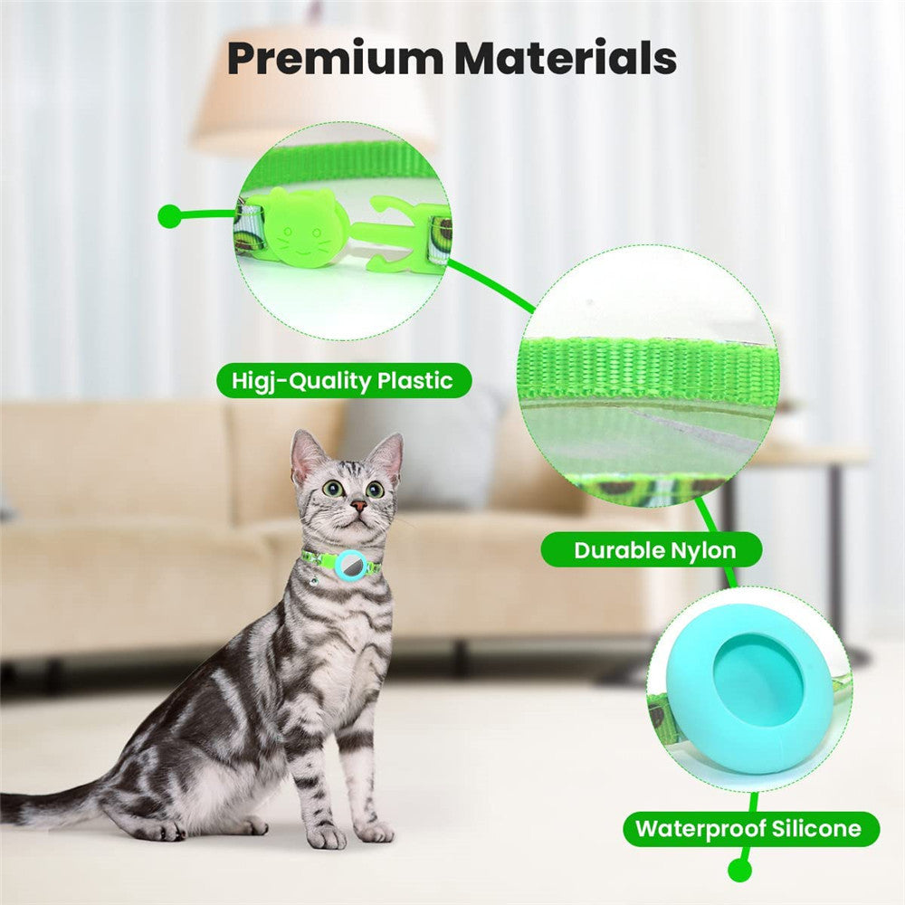 Silicone Case for AirTag Locator Fruit Pattern GPS Tracker Adjustable Pet Collar with Bell