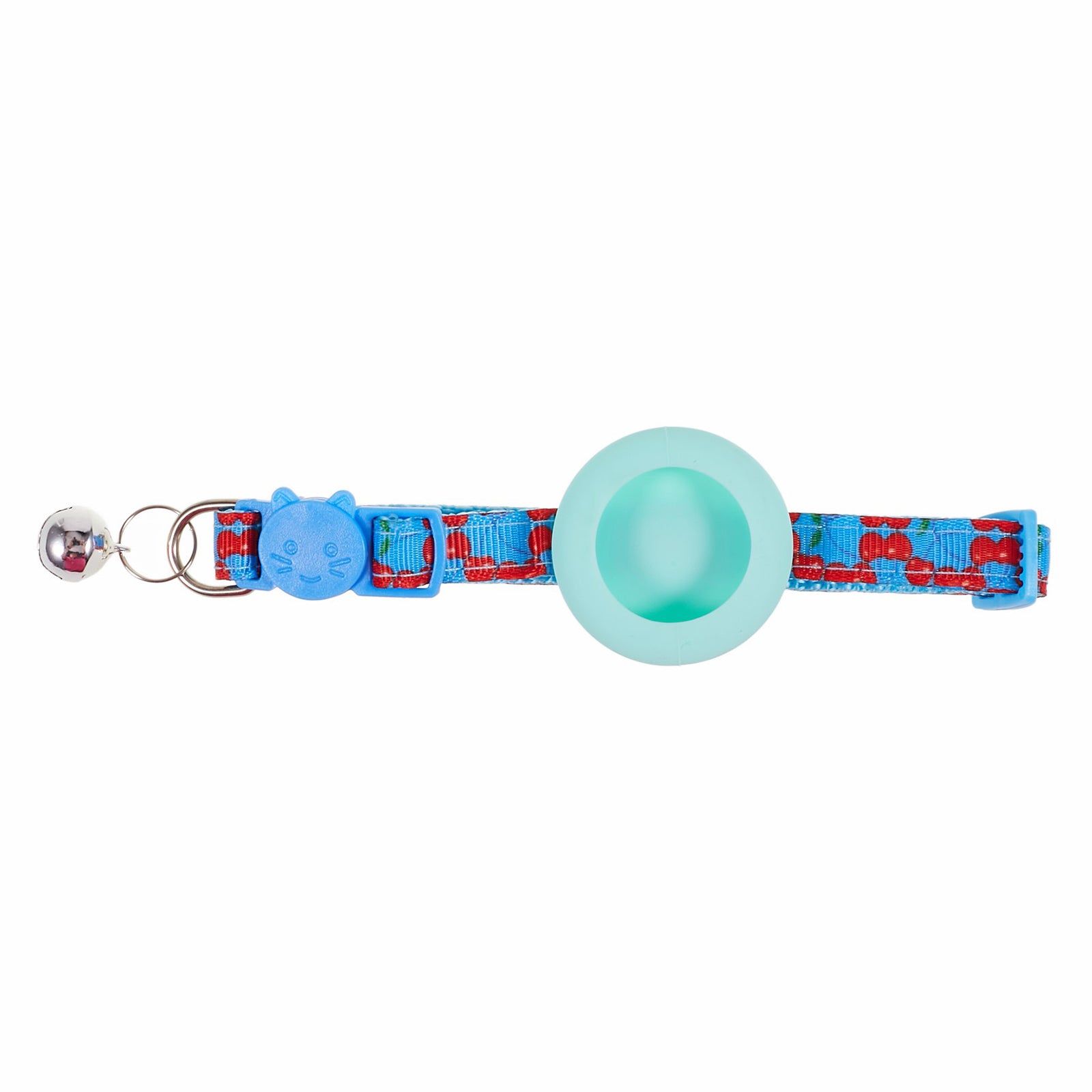 Silicone Case for AirTag Locator Fruit Pattern GPS Tracker Adjustable Pet Collar with Bell