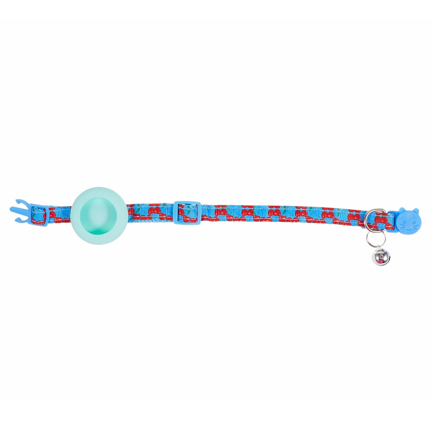 Silicone Case for AirTag Locator Fruit Pattern GPS Tracker Adjustable Pet Collar with Bell
