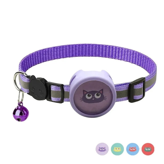 Silicone Case for AirTag Reflective Pet Collar GPS Tracker Cover with Bell Pendant and Sticker