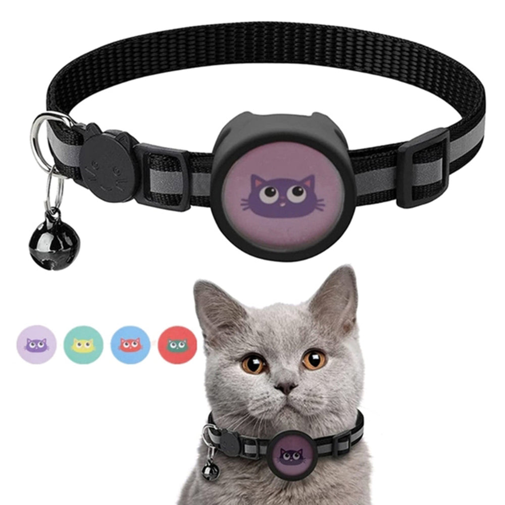 Silicone Case for AirTag Reflective Pet Collar GPS Tracker Cover with Bell Pendant and Sticker