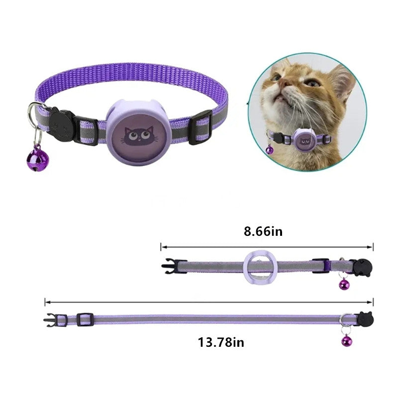 Silicone Case for AirTag Reflective Pet Collar GPS Tracker Cover with Bell Pendant and Sticker