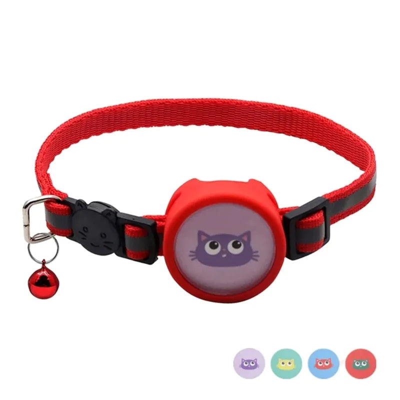 Silicone Case for AirTag Reflective Pet Collar GPS Tracker Cover with Bell Pendant and Sticker