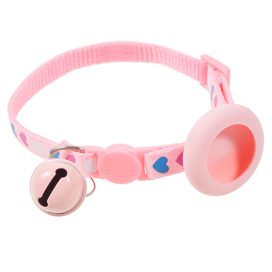 For AirTag Tracker Cat Collar Adjustable Pet Collar Silicone Waterproof Case with Bell