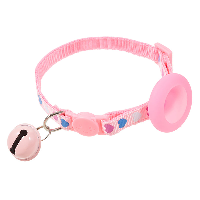For AirTag Tracker Cat Collar Adjustable Pet Collar Silicone Waterproof Case with Bell