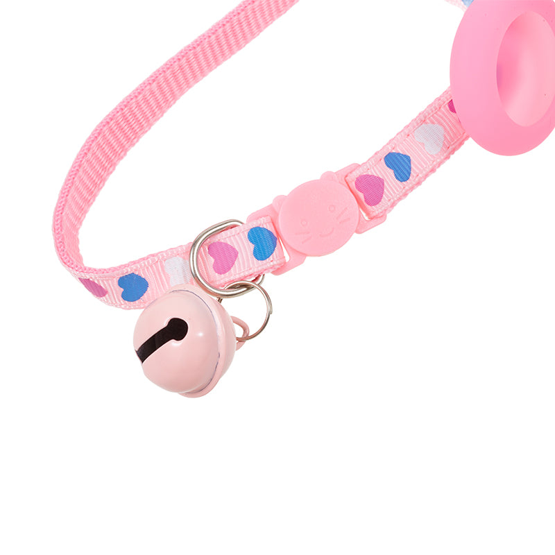For AirTag Tracker Cat Collar Adjustable Pet Collar Silicone Waterproof Case with Bell