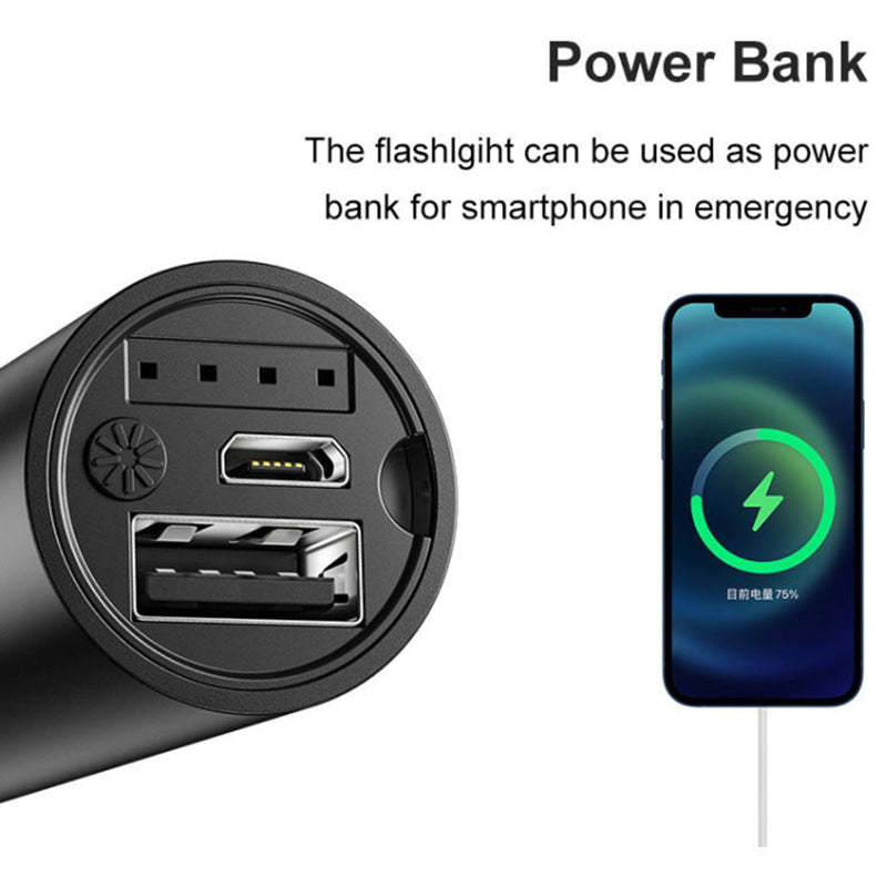 LED Outdoor Portable 2600mAh Handheld Night Light Waterproof Zoomable Flashlight