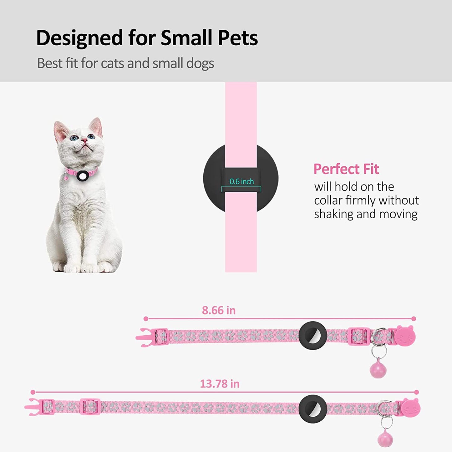 Paw Pattern Reflective Nylon Pet Collar with Silicone Case + Protective Film for AirTag Tracker ST