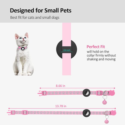 Paw Pattern Reflective Nylon Pet Collar with Silicone Case + Protective Film for AirTag Tracker ST