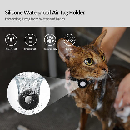 Paw Pattern Reflective Nylon Pet Collar with Silicone Case + Protective Film for AirTag Tracker ST