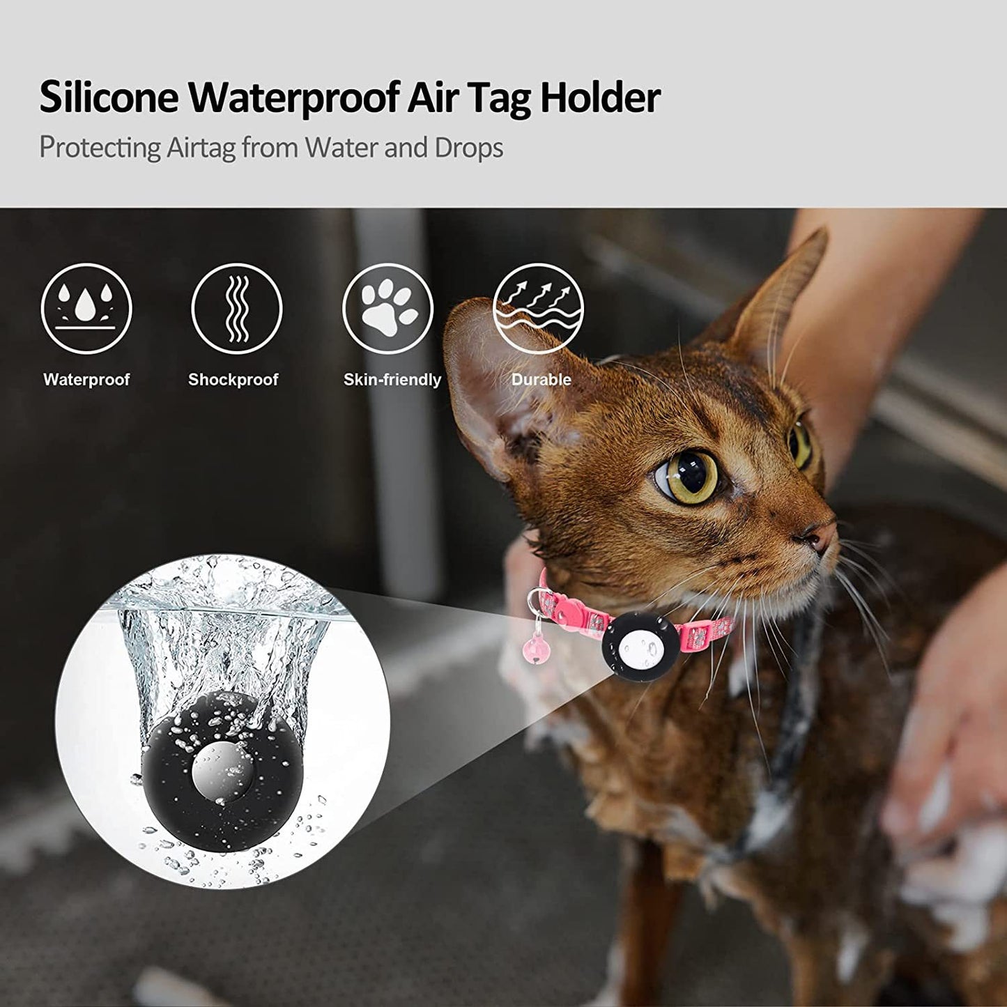 Paw Pattern Reflective Nylon Pet Collar with Silicone Case + Protective Film for AirTag Tracker ST