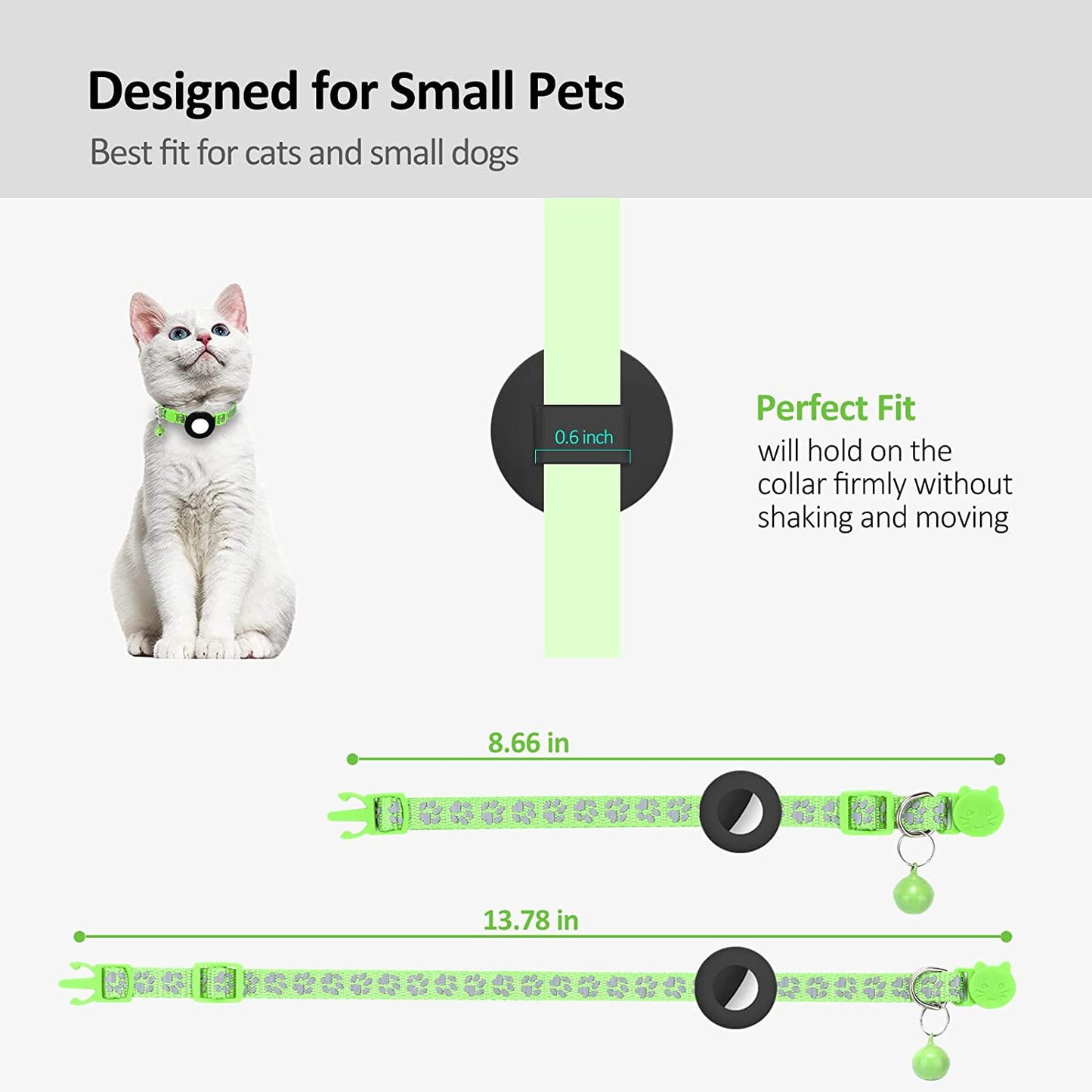 Paw Pattern Reflective Nylon Pet Collar with Silicone Case + Protective Film for AirTag Tracker ST