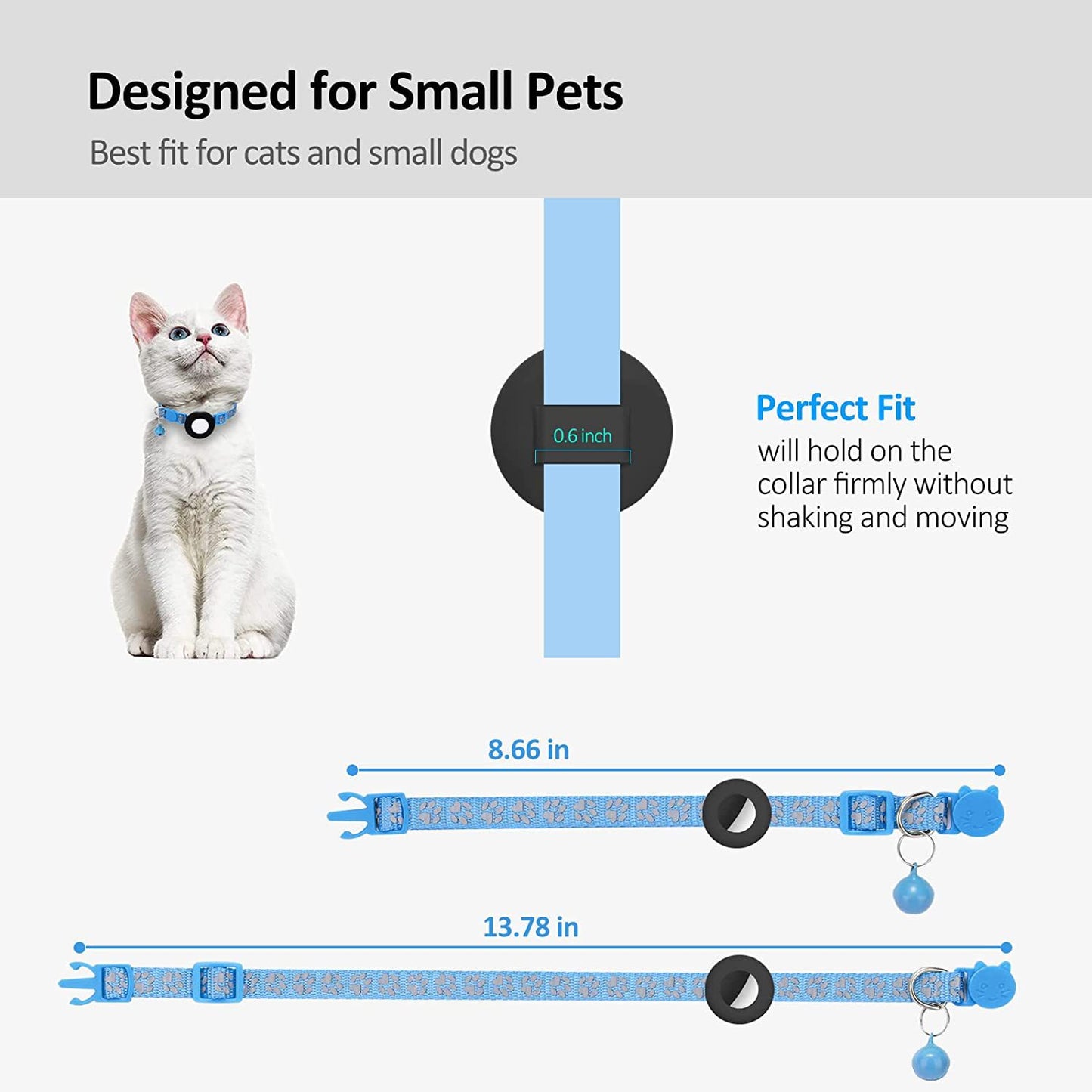 Paw Pattern Reflective Nylon Pet Collar with Silicone Case + Protective Film for AirTag Tracker ST