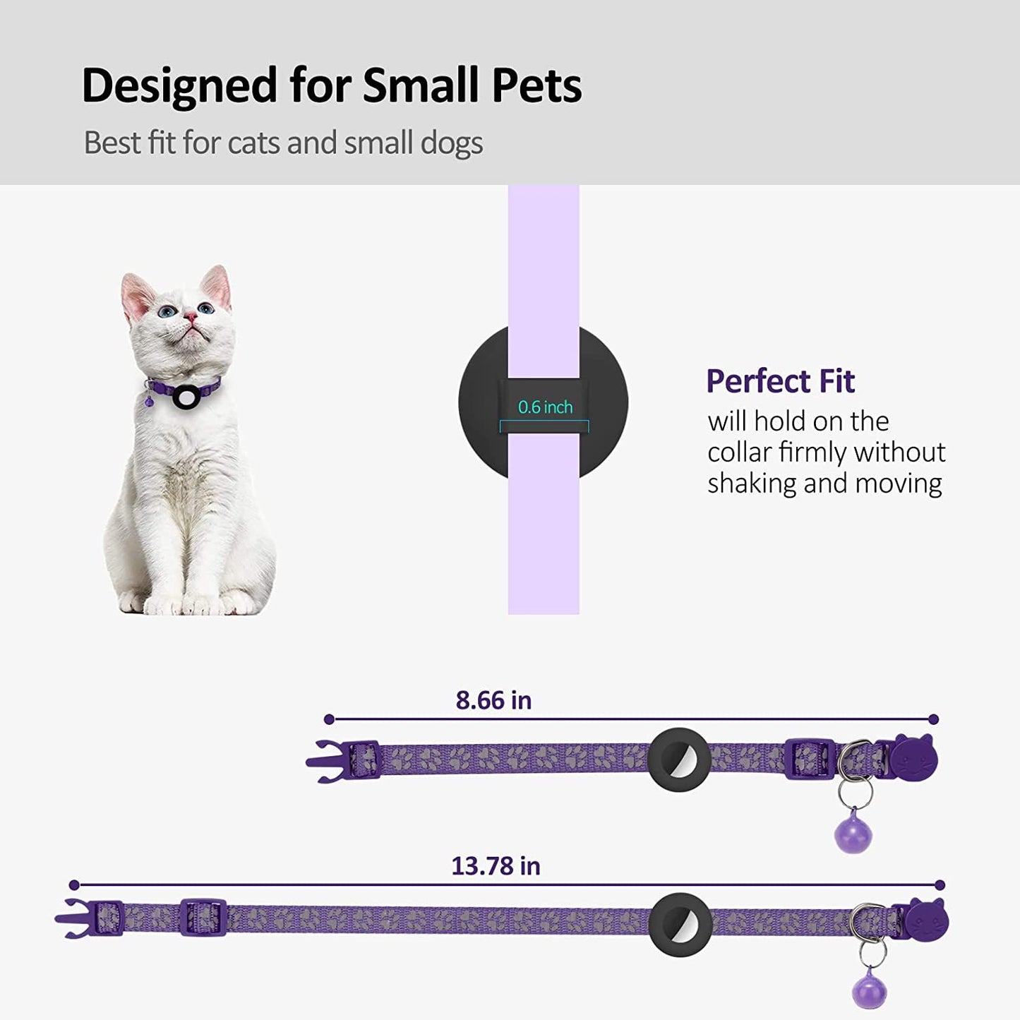 Paw Pattern Reflective Nylon Pet Collar with Silicone Case + Protective Film for AirTag Tracker ST