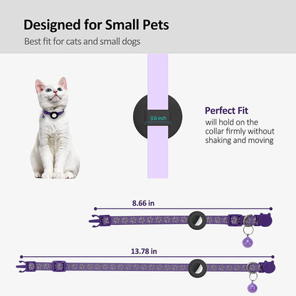 Paw Pattern Reflective Nylon Pet Collar with Silicone Case + Protective Film for AirTag Tracker ST