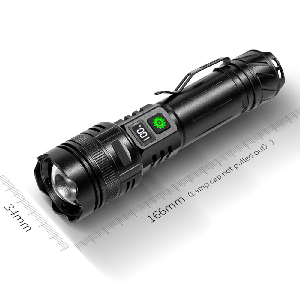 A065-Laser Home Outdoor Flashlight 20W Purple Light Portable LCD Display Flashlight (No Battery)