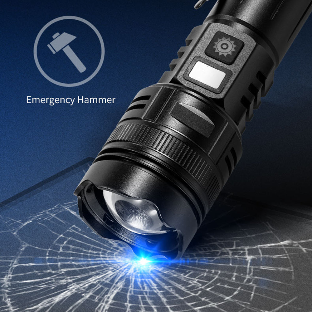 A065-Laser Home Outdoor Flashlight 20W Purple Light Portable LCD Display Flashlight (No Battery)